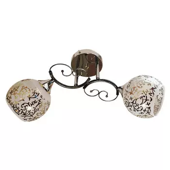 люстра потолочная JUPITER Lora 2х60Вт Е27 стекло металл хром черный