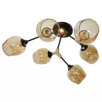 люстра потолочная JUPITER Молекула 6х60Вт Е27 стекло металл черный