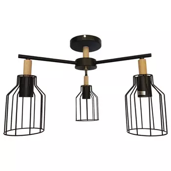 люстра потолочная JUPITER Норд 3х60Вт Е27 металл дерево черный