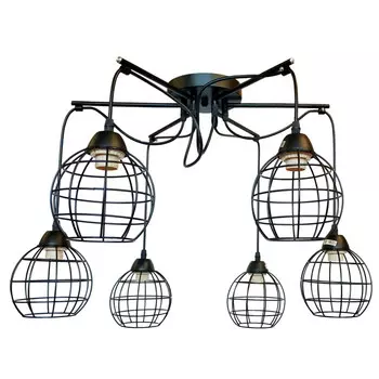 люстра потолочная JUPITER Pauk 6х60Вт Е27 металл черный