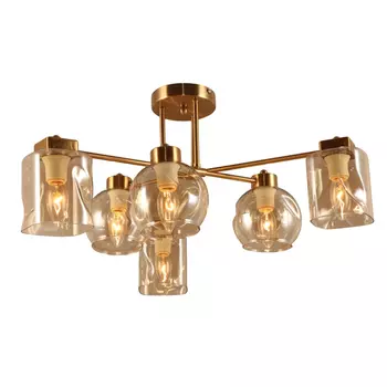 люстра потолочная LAMPLANDIA Ryubetsal 6х40Вт E14 металл золотой