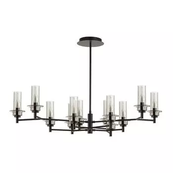 люстра потолочная LUMION Classi E14 12х40Вт черный дымчатый стекло