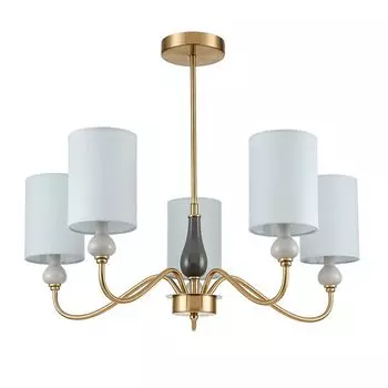 люстра потолочная LUMION Classi E14 5х40Вт керамика латунь зеленый текстиль