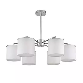 люстра потолочная LUMION Classi E14 6х40Вт хром текстиль белый