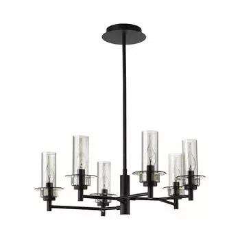люстра потолочная LUMION Classi E14 6х40Вт металл черный дымчатый стекло