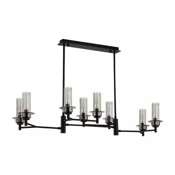 люстра потолочная LUMION Classi E14 8х40Вт черный дымчатый стекло