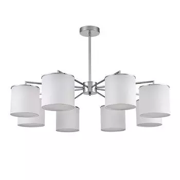 люстра потолочная LUMION Classi E14 8х40Вт хром металл текстиль белый