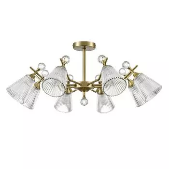 люстра потолочная LUMION Classi Е14 8х40Вт латунь прозрачное стекло