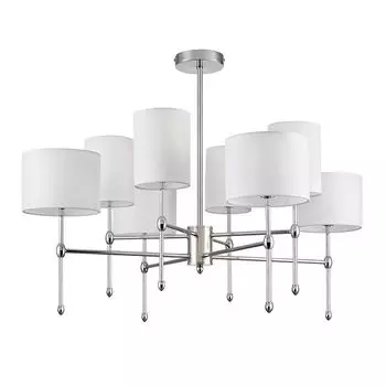 люстра потолочная LUMION Classi E14 8х40Вт металл хром текстиль белый