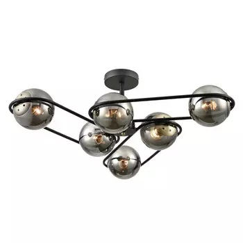 люстра потолочная LUMION Comfi E27 6х60Вт металл стекло медь дымчатый