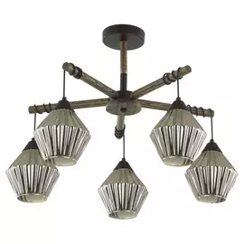 люстра потолочная LUMION County Е27 5х60Вт металл дерево черный