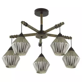 люстра потолочная LUMION County Е27 5х60Вт металл дерево черный