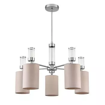 люстра потолочная LUMION Moderni E14 5х40Вт металл хром текстиль бежевый