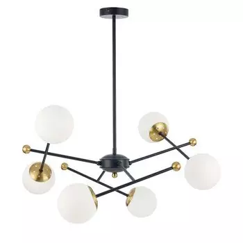 люстра потолочная LUMION Moderni E14 6х40Вт металл стекло черный золотой белый