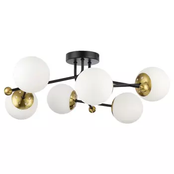 люстра потолочная LUMION Moderni E14 6х40Вт металл стекло черный золотой белый