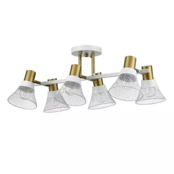 люстра потолочная LUMION Moderni Е14 6х40Вт металл латунь белый