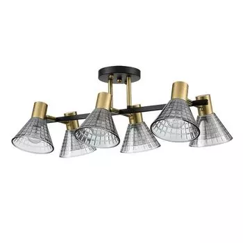 люстра потолочная LUMION Moderni Е14 6х40Вт металл стекло латунь дымчатый