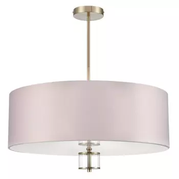 люстра потолочная LUMION Moderni E14 7х40Вт латунь бежевый текстиль стекло