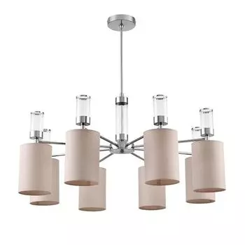 люстра потолочная LUMION Moderni E14 8х40Вт металл стекло хром бежевый текстиль