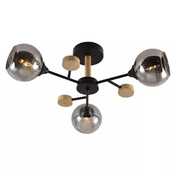 люстра потолочная RIVOLI Elouisa 3х60Вт Е27 черный дымчатый