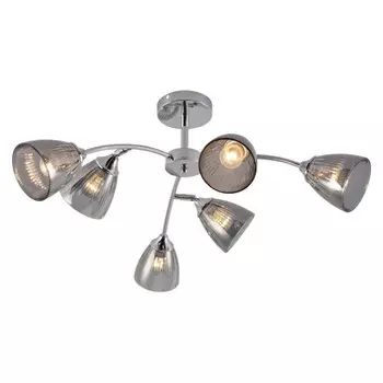 люстра потолочная RIVOLI Francheska 6х60Вт Е27 дымчатый хром