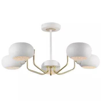 люстра потолочная RIVOLI Ottavi Е14 5х40Вт металл акрил белый золотой