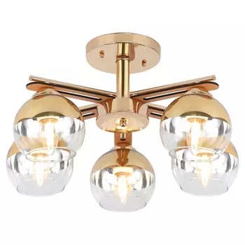 люстра потолочная RIVOLI Zella 5х40Вт E27 металл стекло дерево