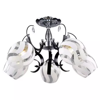 люстра потолочная РОССВЕТ Бриз 5х60Вт Е27 металл стекло