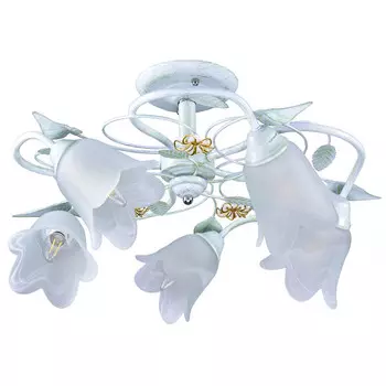 люстра потолочная РОССВЕТ Букет 5х60Вт Е14 металл стекло белый