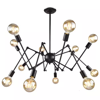 люстра потолочная РОССВЕТ Галактика 12х60Вт Е27 металл черный