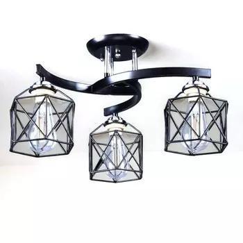 люстра потолочная РОССВЕТ Лотос 3х60Вт E27 металл черный