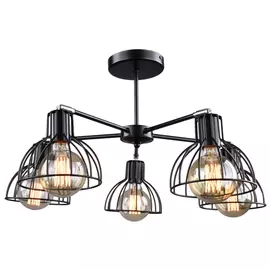 люстра потолочная РОССВЕТ Нубия 5х60Вт Е27 металл черный