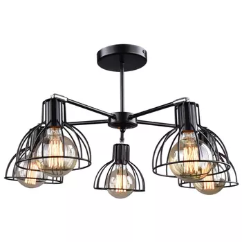 люстра потолочная РОССВЕТ Нубия 5х60Вт Е27 металл черный