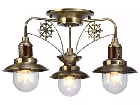 люстра потолочная Sailor 3х60Вт E27 металл дерево античная бронза