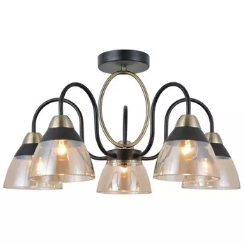 люстра потолочная SCHAFFNER Armado 5xE27 60Вт стекло металл бронза чёрный