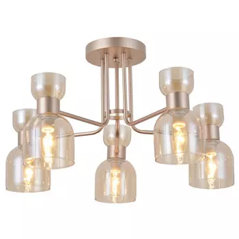 люстра потолочная SCHAFFNER Boccale 5xE14 40Вт стекло металл золото