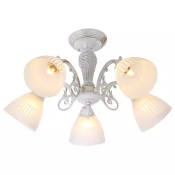 люстра потолочная SCHAFFNER Camila 5xE27 60Вт стекло металл белый