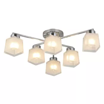 люстра потолочная SCHAFFNER Choza E27 6х60Вт стекло металл хром