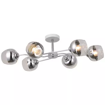 люстра потолочная SCHAFFNER Club 6xE27 60Вт стекло металл белый