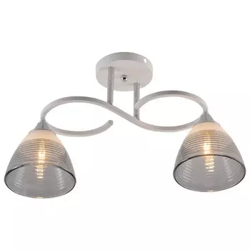 люстра потолочная SCHAFFNER Comida Е27 2x60Вт стекло металл белый