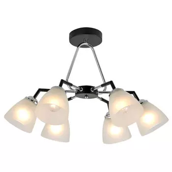 люстра потолочная SCHAFFNER Conocido E27 6х60Вт стекло металл чёрный хром