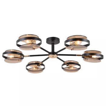 люстра потолочная SCHAFFNER Elocuente E14 6x40Вт стекло металл чёрный/золото