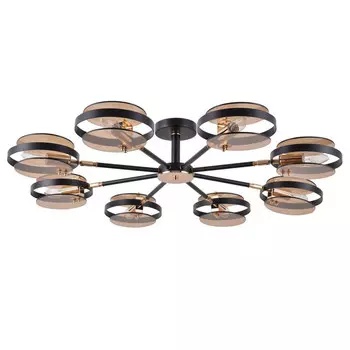 люстра потолочная SCHAFFNER Elocuente E14 8х40Вт стекло металл чёрный/золото