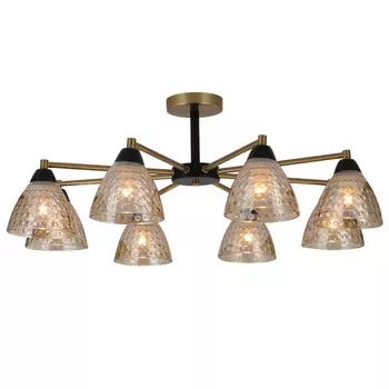 люстра потолочная SCHAFFNER Esistenza E27 8х60Втстекло металл чёрный бронза