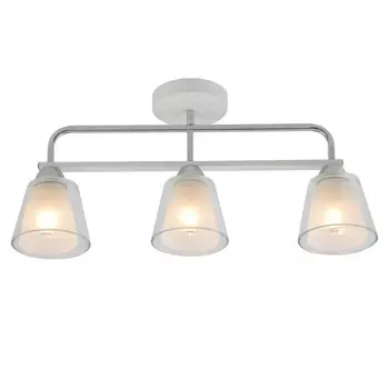 люстра потолочная SCHAFFNER Famosso E27 3x60Вт стекло металл белый/хром