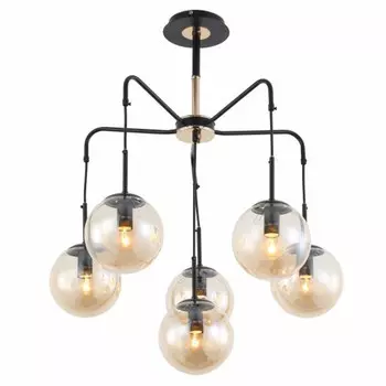 люстра потолочная SCHAFFNER Fronton E14 6х40Вт стекло металл чёрный