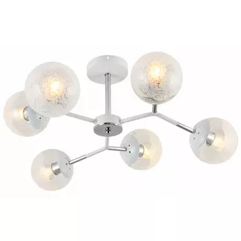 люстра потолочная SCHAFFNER Lindo 6xE27 60Вт стекло металл белый хром