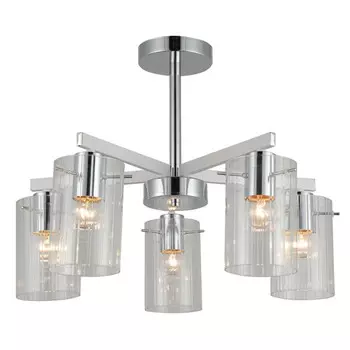 люстра потолочная SCHAFFNER Metri Е27 5x40Вт стекло металл хром белый
