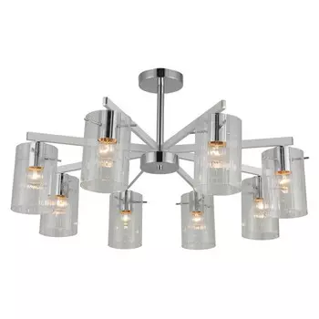 люстра потолочная SCHAFFNER Metri Е27 8x40Вт стекло металл хром белый