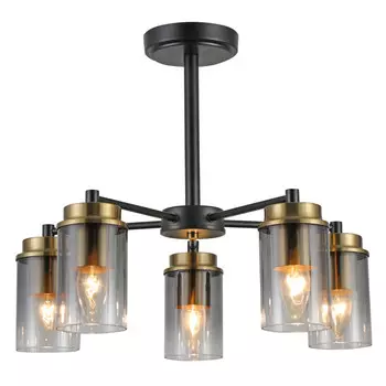 люстра потолочная SCHAFFNER Milizia Е14 5x40Вт стекло металл чёрный